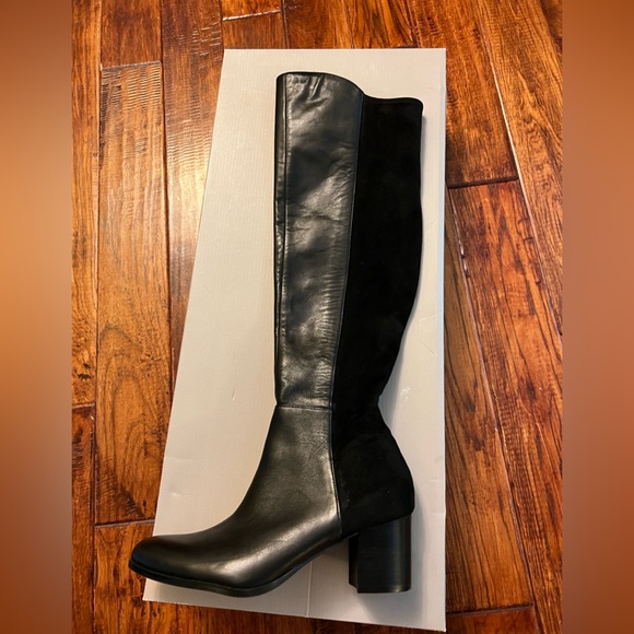 Franco Sarto High Knee Leather Black Boots 7.5 - Picture 4 of 10